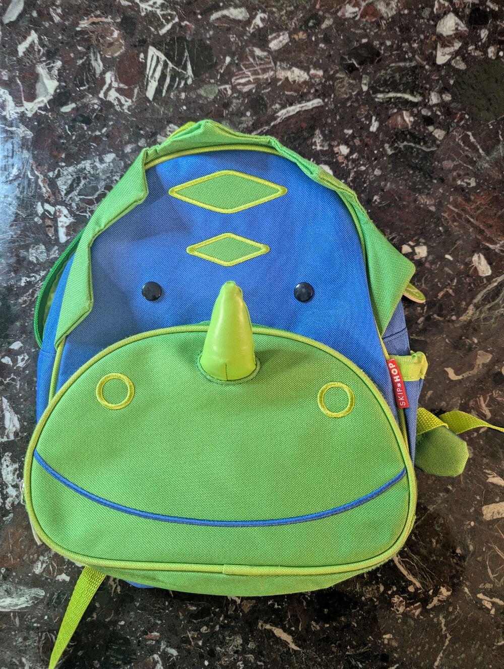 Skip Hop Blue and Green Dino Backpack with Horn